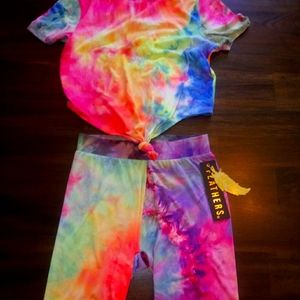 Feathers brand crop top with shorts